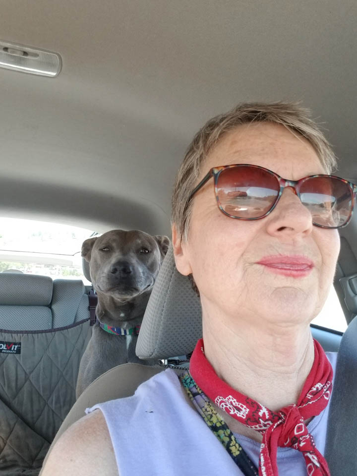 Nancy and Dog in Car