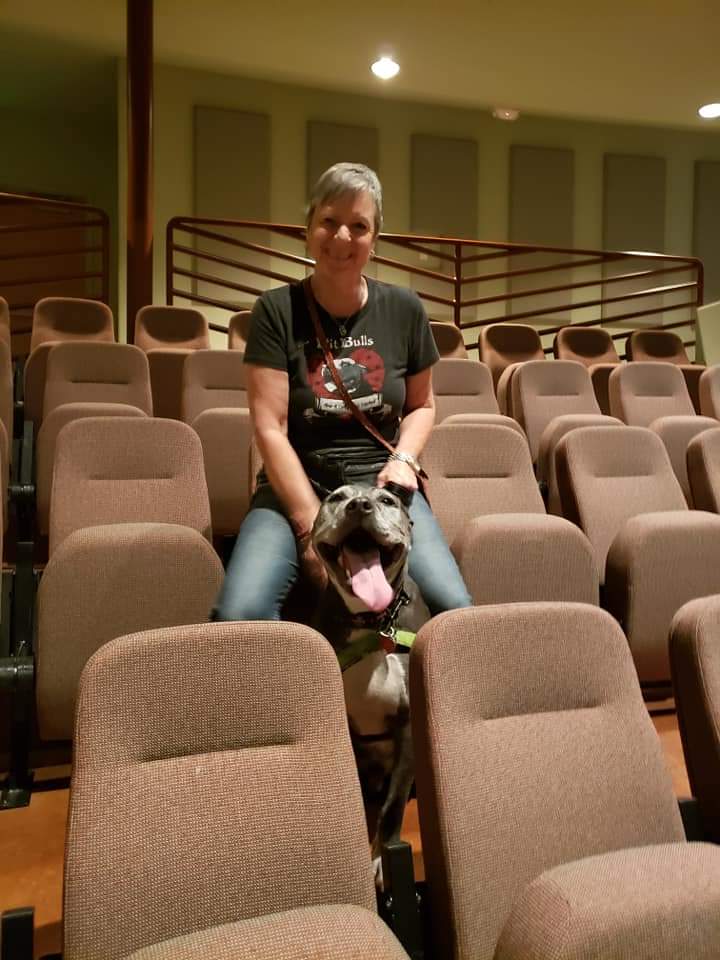 Nancy and Dog in Theater